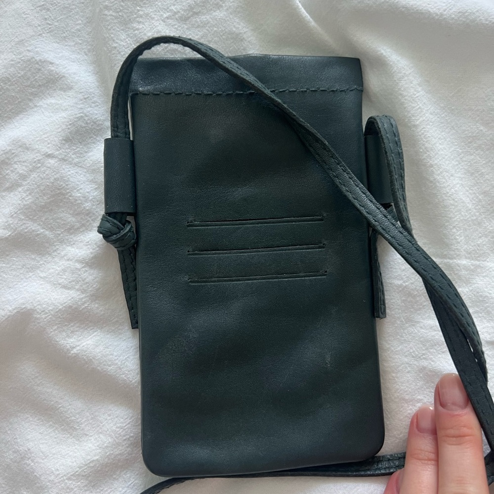 Madewell Teal Leather Crossbody Phone Pouch and Cardholder